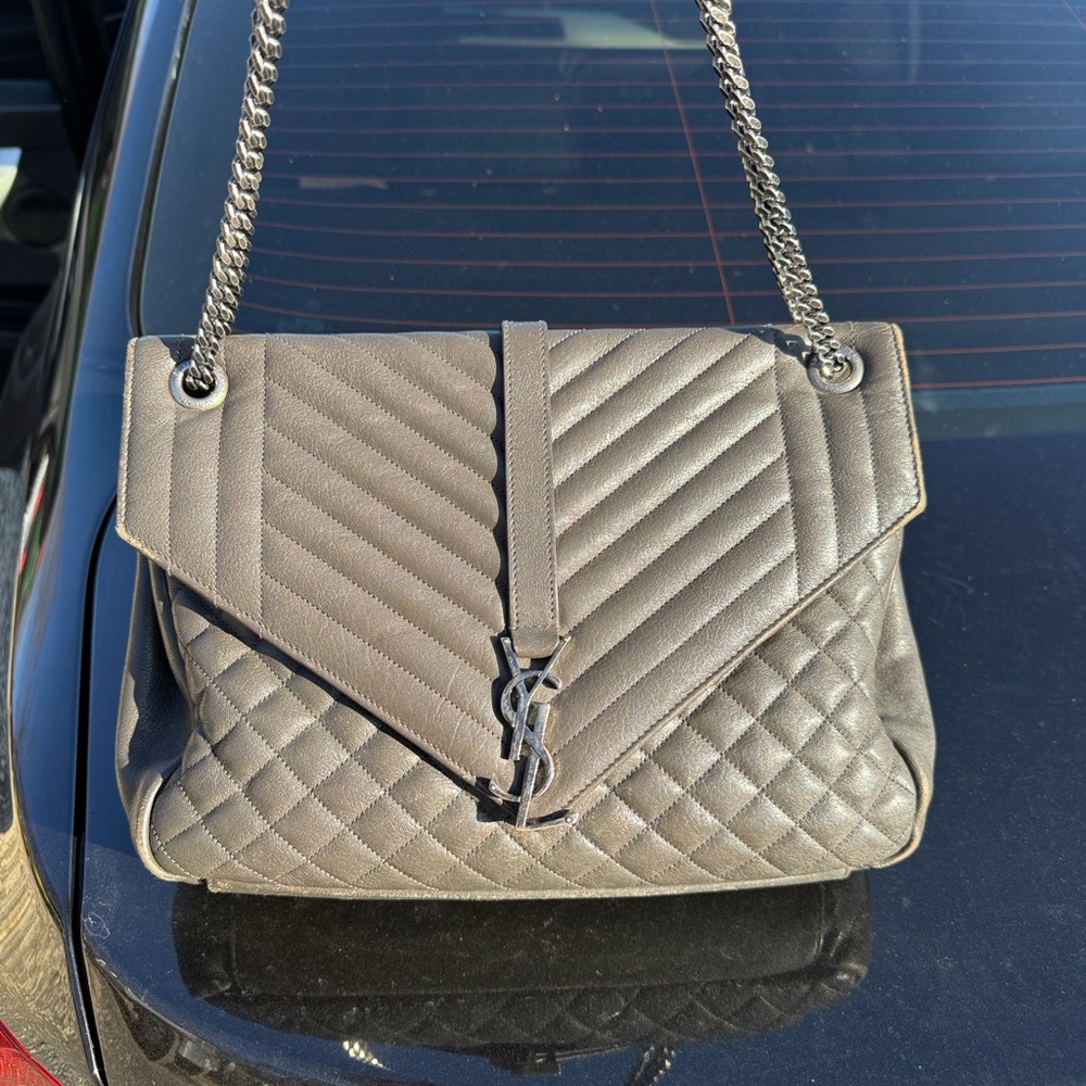 Yves Saint Laurent Dark Gray Quilted Shoulder Bag